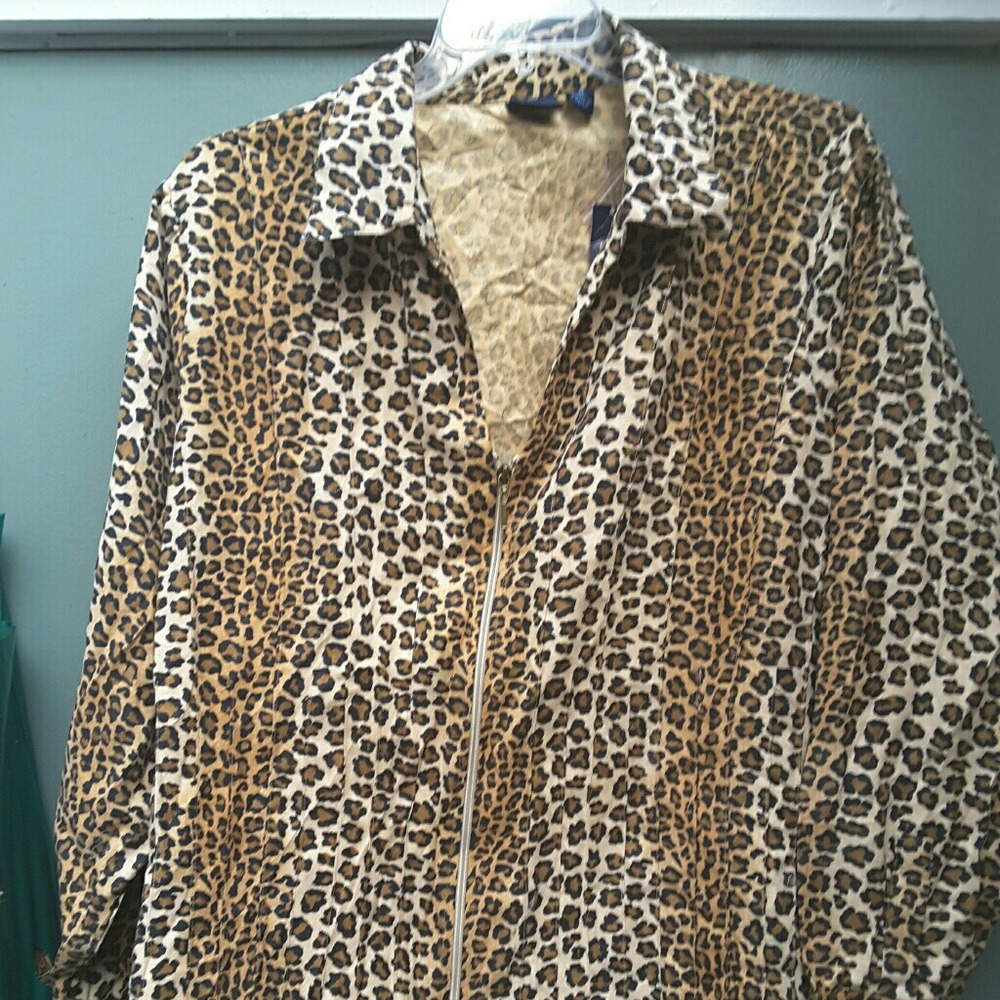 Westbound Woman Leopard Moleskin Zip Jacket 3x BN